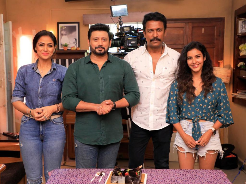 Samuthirakani Birthday Celebration at Andhagan Movie Sets