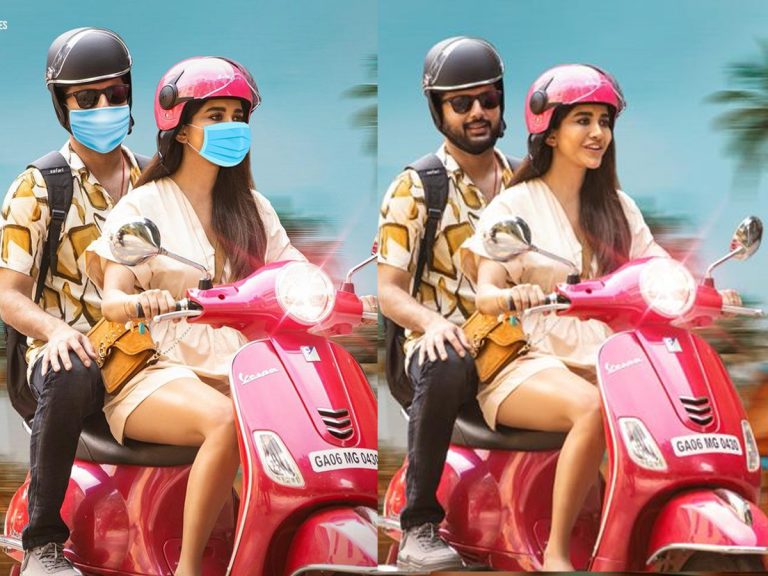 మాస్క్ పెట్టిన నితిన్, నభా!