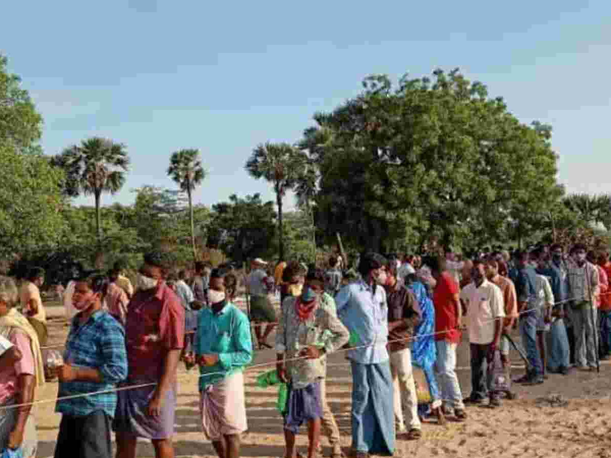 పసరు కోసం పోటెత్తిన జనం… కనిపించని సోషల్ డిస్టెన్స్ 