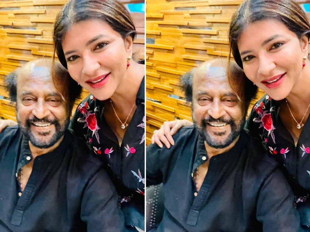 Lakshmi Manchu Selfi with Superstar Rajinikanth in Hyderabad