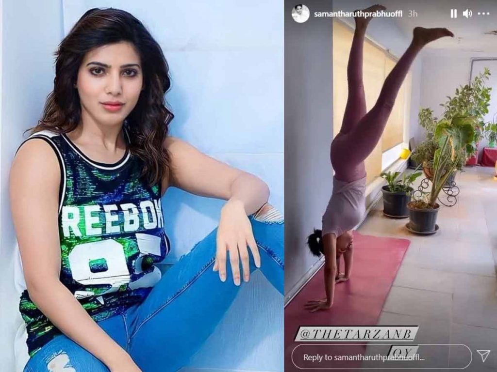 Samantha Shares her Headstand Work Out Video