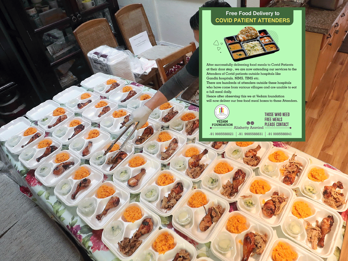 క‌రోనా పేషెంట్స్ అటెండర్ల‌కు ఉచితంగా భోజ‌నం.. కాల్ చేస్తే చాలు