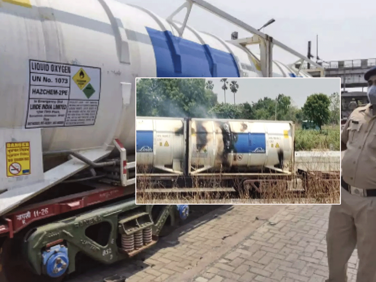 ఆక్సిజన్ ట్యాంకర్లు తరలిస్తున్న గూడ్స్‌ రైలులో మంటలు