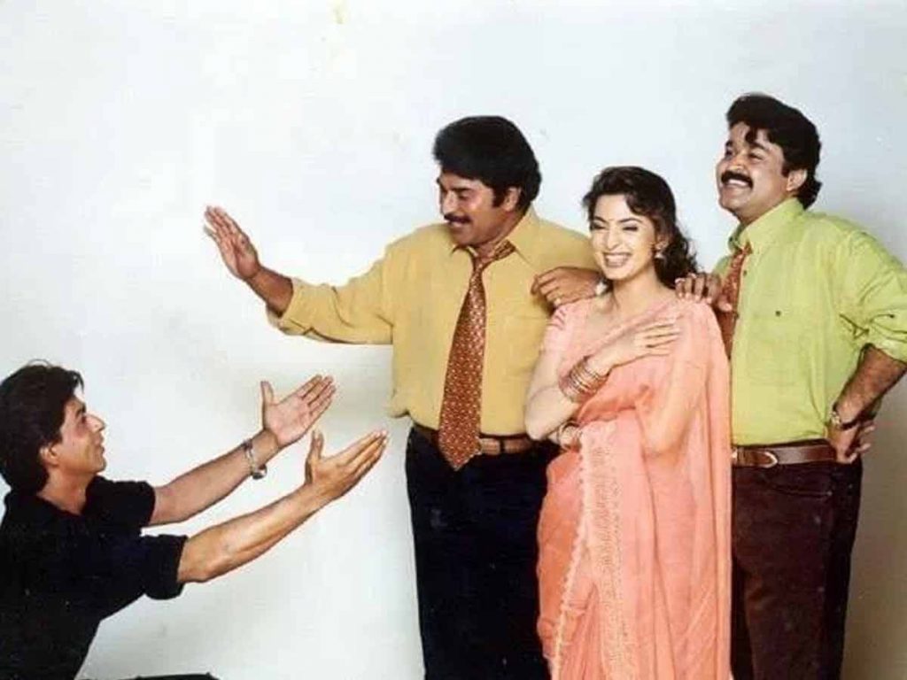 SRK, Mammootty, Mohanlal and Juhi Chawla ThrowBack Pics Goes Viral Throw Back Pics Goes Viral