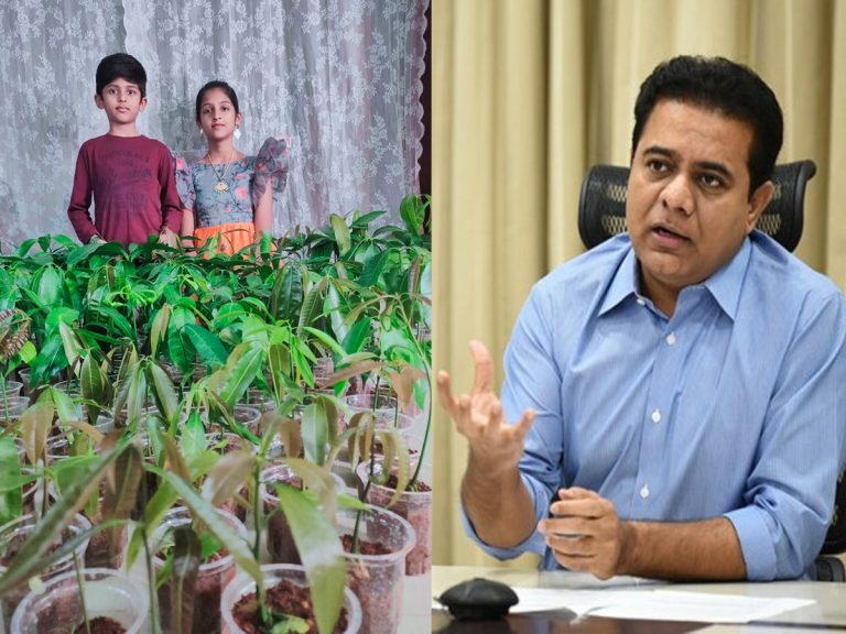 మొక్కలు నాటిన చిన్నారులు.. మెచ్చుకున్న మంత్రి కేటీఆర్‌