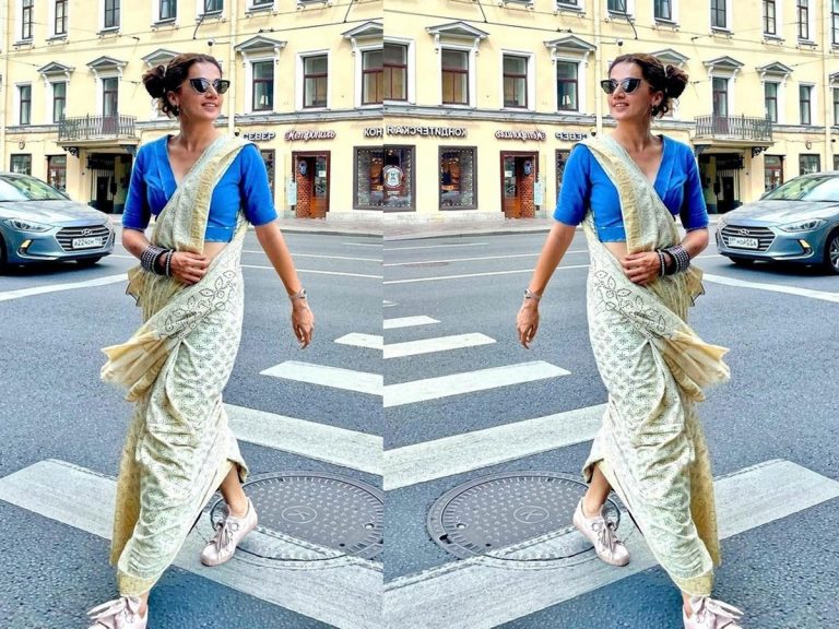 రష్యా రోడ్లపై శారీలో అదరగొట్టిన తాప్సీ