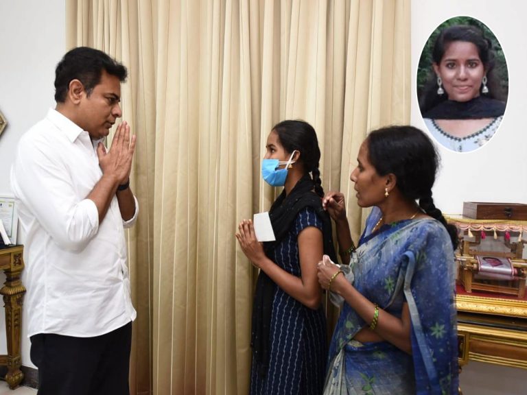 మానవత్వం చాటుకున్న కేటీఆర్.. ఐశ్వర్య కుటుంబానికి ఆర్థిక సాయం