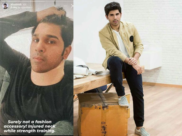 మెడ పట్టీతో మెగా హీరో… వ్యాయామం చేస్తుండగా గాయం…