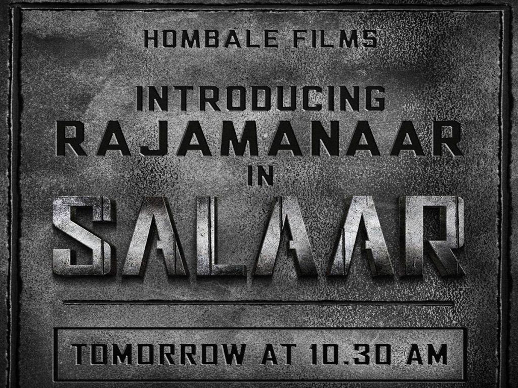 ‘Rajamannar’ character introduction from Salaar tomorrow