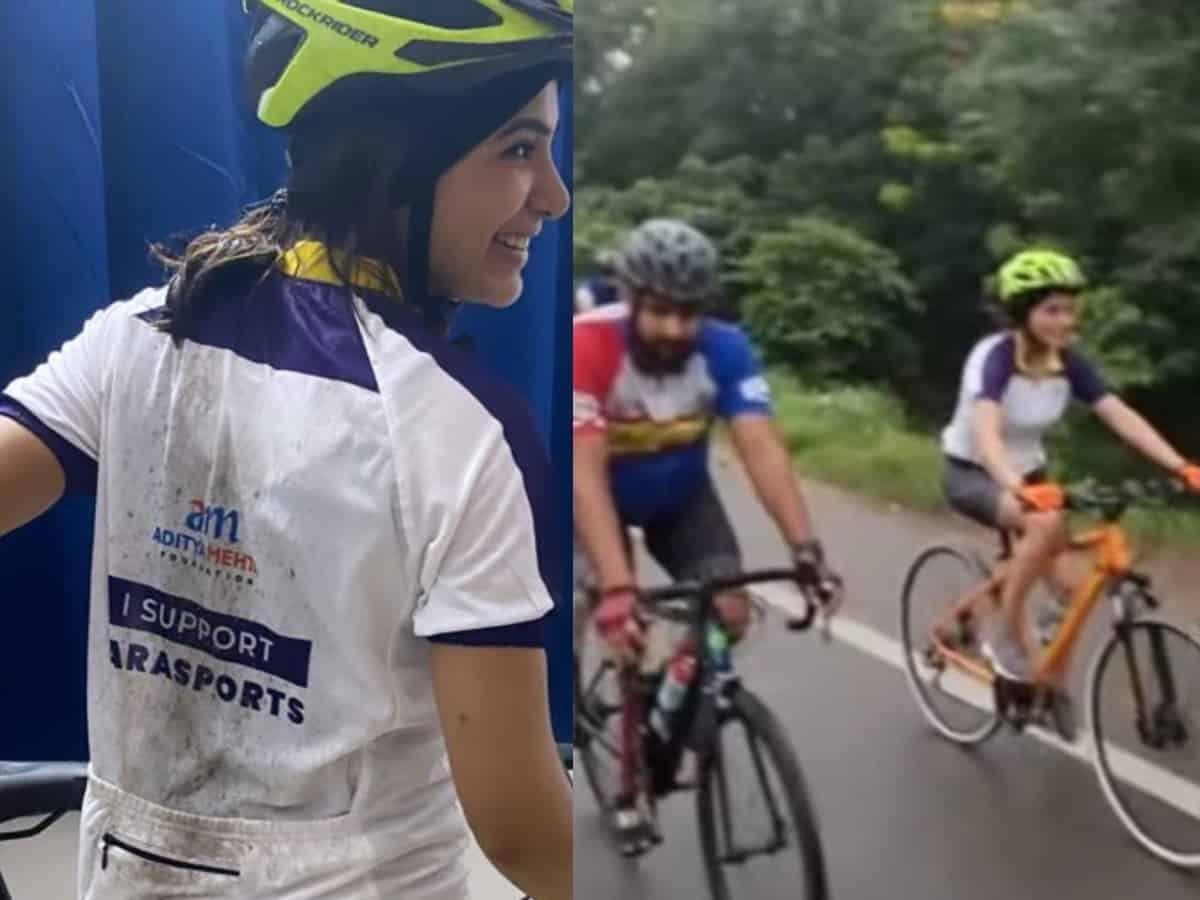 వర్షంలోను సైక్లింగ్‌లో దూసుకెళ్తున్న సమంత.. వైరల్ వీడియో