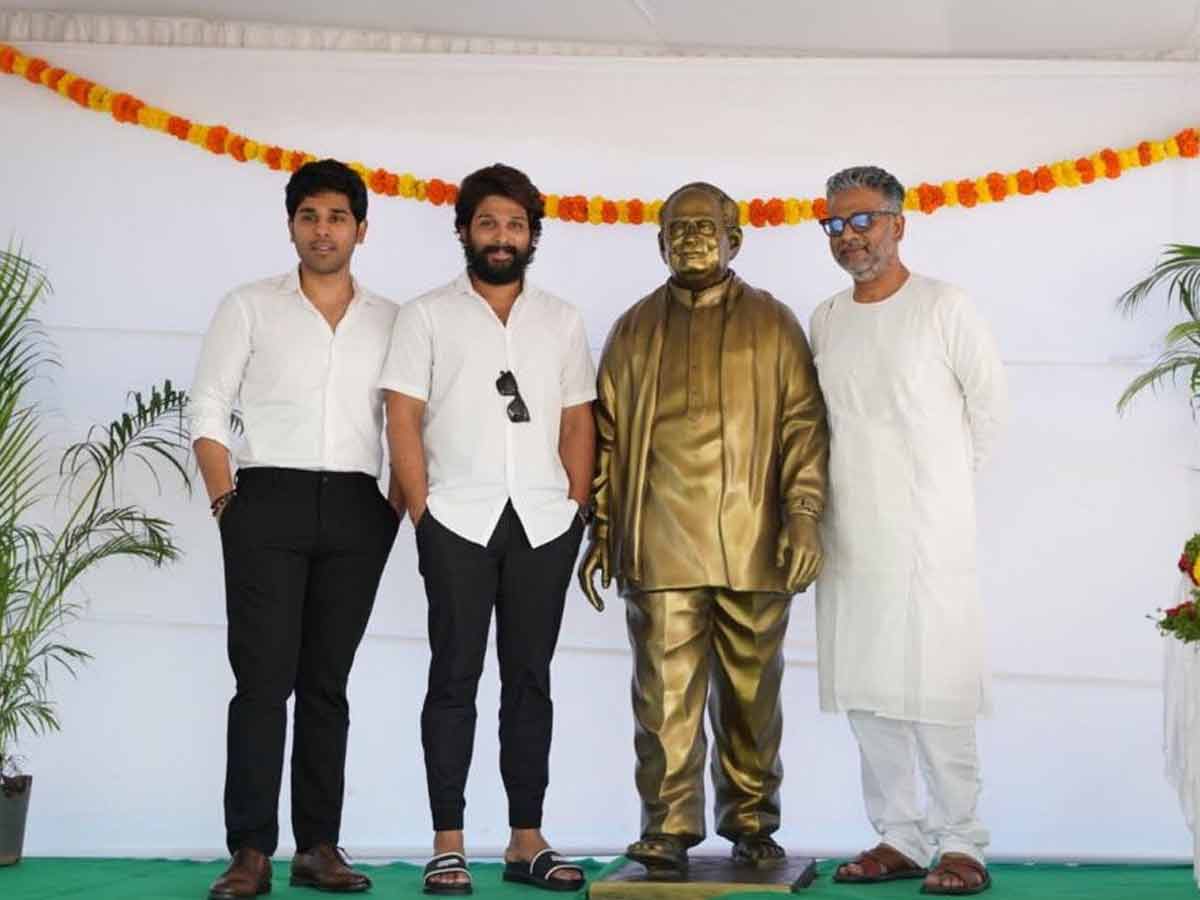 అల్లు రామలింగయ్య విగ్రహాన్ని ఆవిష్కరించిన అల్లు బ్రదర్స్
