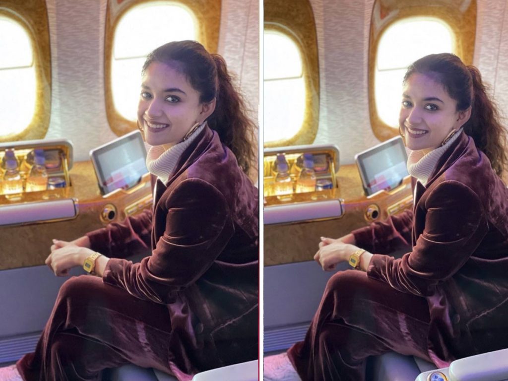 Keerthy Suresh has landed in Spain for Sarkaaru Vaari Paata shoot