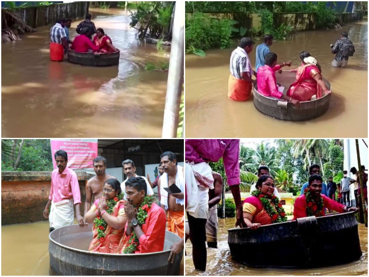 వరదల్లో వెరైటీ పెళ్ళి.. ఎక్కడో తెలుసా?