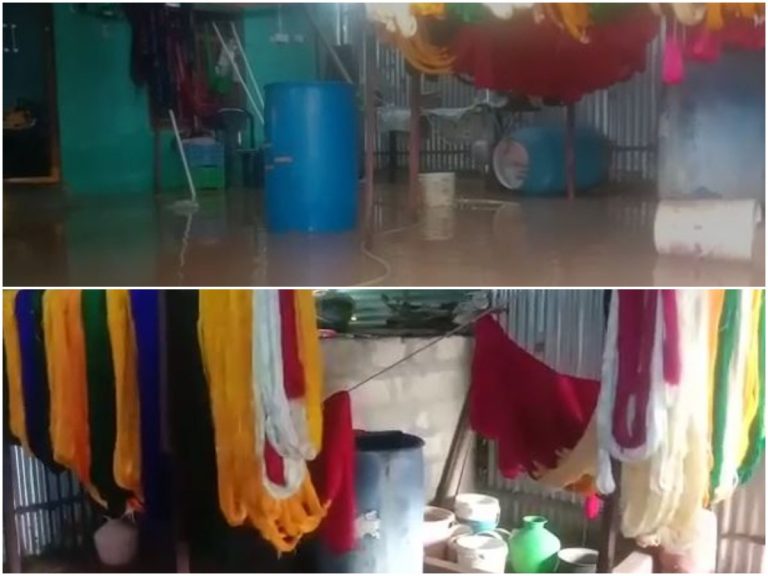 హిందూపురంలో చేనేత కార్మికుల కష్టం నీటిపాలు