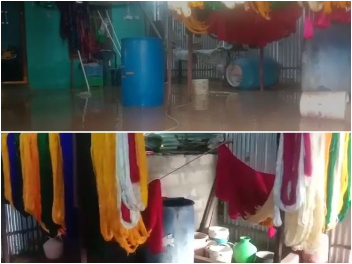 హిందూపురంలో చేనేత కార్మికుల కష్టం నీటిపాలు