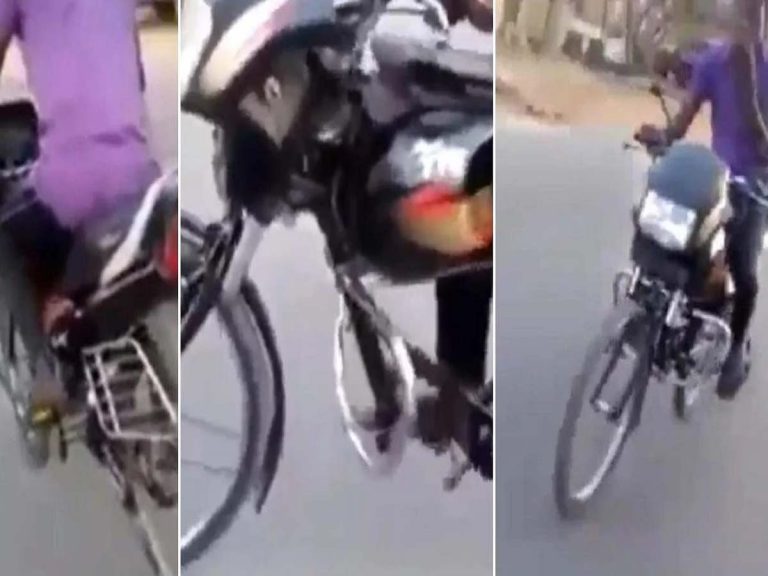 వైర‌ల్‌:  పెట్రోల్ లేకుండానే ప‌రుగులు తీస్తున్న బైక్‌…