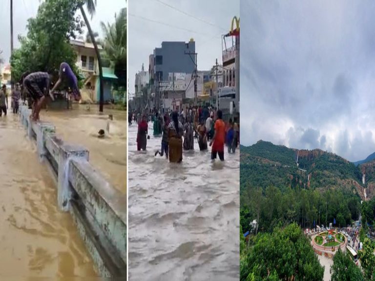 వ‌ర‌ద నీటిలో పిల్లలు స్విమ్మింగ్‌… పెద్ద‌లు వాలీబాల్‌…