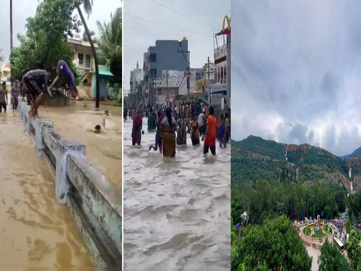 వ‌ర‌ద నీటిలో పిల్లలు స్విమ్మింగ్‌… పెద్ద‌లు వాలీబాల్‌…