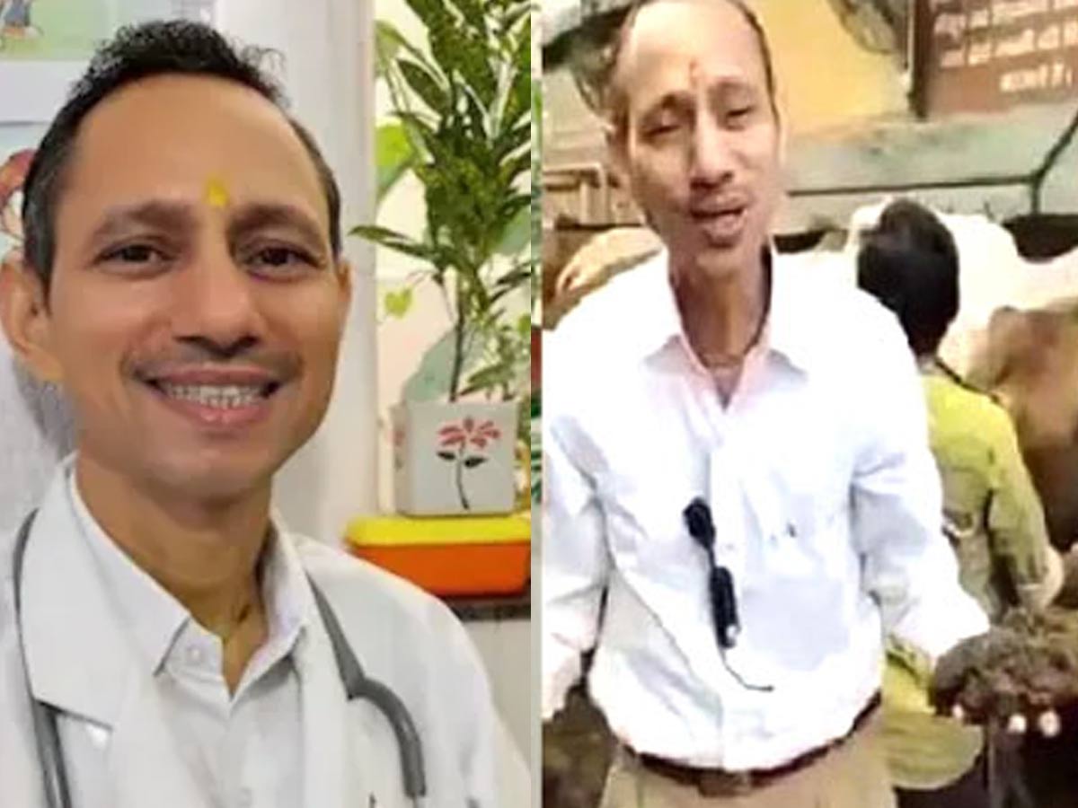 ఆవు పేడ తింటున్న డాక్టర్..  నెటిజన్స్ షాకింగ్ రియాక్షన్స్