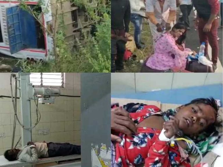 నిర్మల్ జిల్లాలో ప్రైవేట్ ట్రావెల్స్ బస్సు బోల్తా