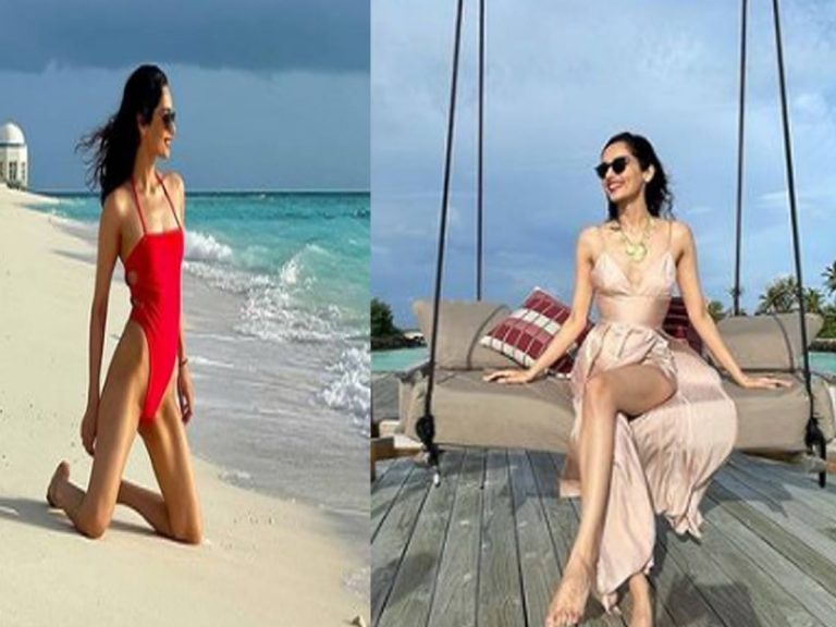బీచ్ ఒడ్డున బికినీలో మిస్ ఇండియా .. కుర్రాళ్ల గుండెల్లో సెగలు రేపుతోందిగా!!