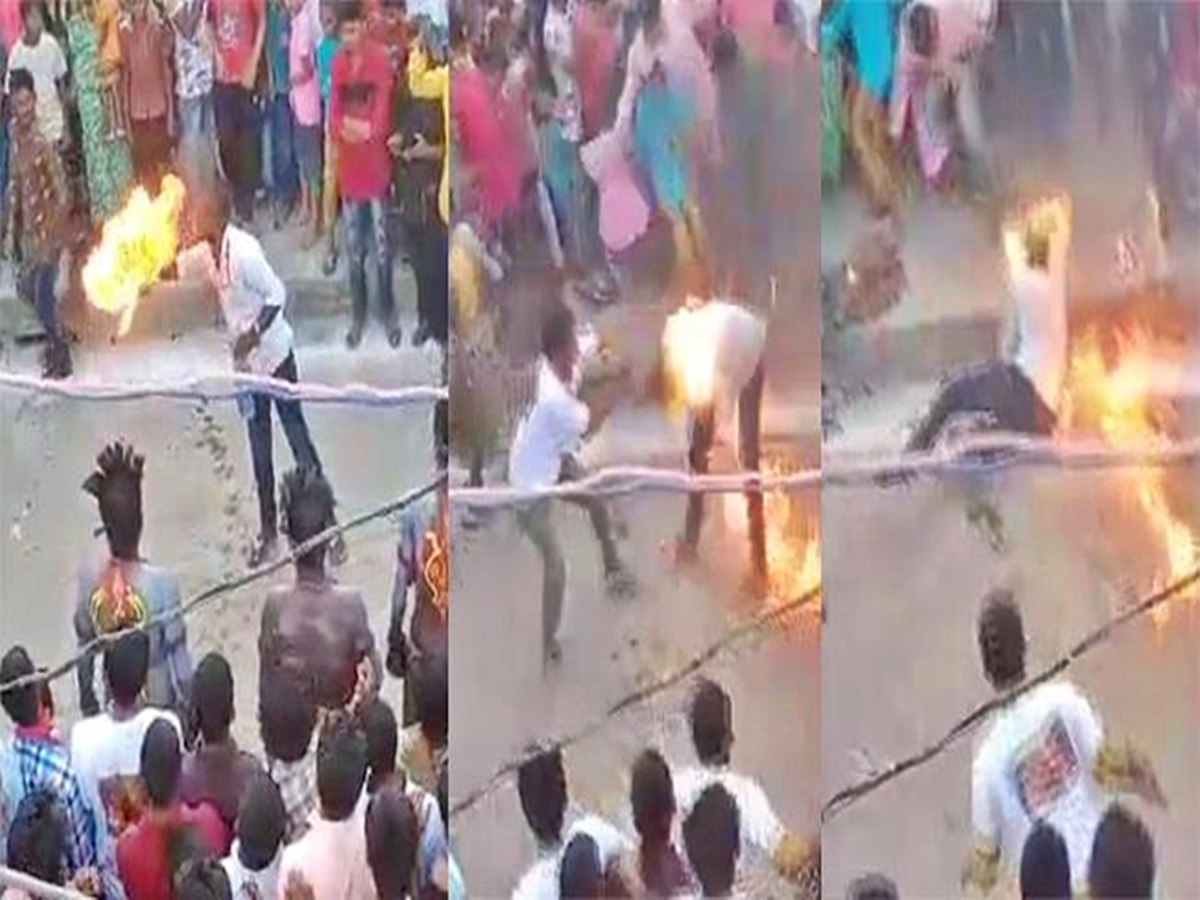 నోట్లో డీజిల్ పోసుకున్న వ్యక్తి.. అంతలోనే అంటుకున్న మంటలు