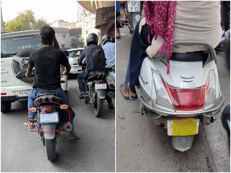 ట్రాఫిక్ ఉల్లంఘనులు.. నెంబర్ ప్లేట్లకి మాస్కులు