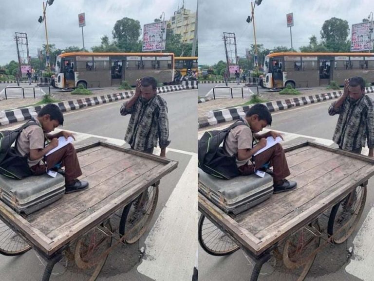 కొడుకు చ‌దువు కోసం ఆ తండ్రి క‌ష్టం…