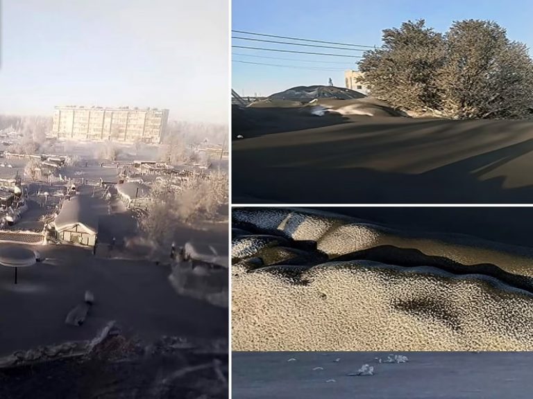 విచిత్రం:  ఆప్రాంతంలో మంచు న‌ల్ల‌గా కురుస్తోంది… ఇదే కార‌ణం…