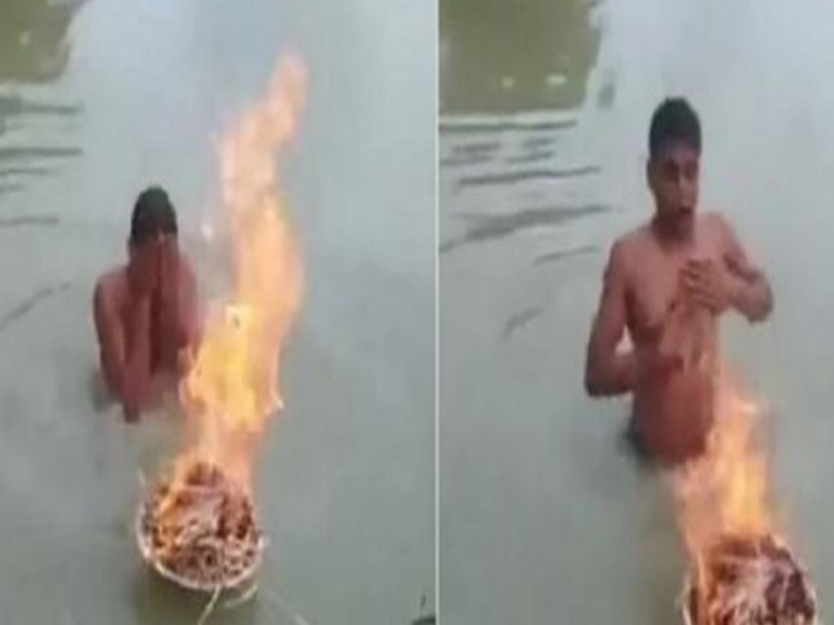 వైర‌ల్‌:  చ‌న్నీళ్ల‌తో వెరైటీ స్నానం… ఇలా కూడా చేస్తారా…!!