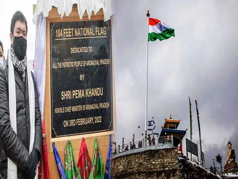 అరుణాచ‌ల్‌లో అద్భుతం:  10 వేల అడుగుల ఎత్తులో 104 అడుగుల జాతీయ‌ప‌తాకం…