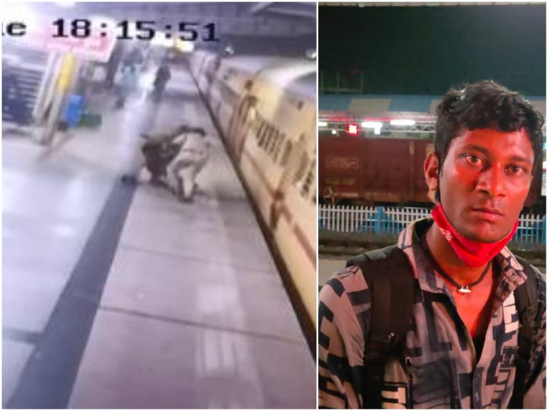 రైలుకింద పడబోయిన యువకుడు.. పోలీసులేం చేశారంటే?