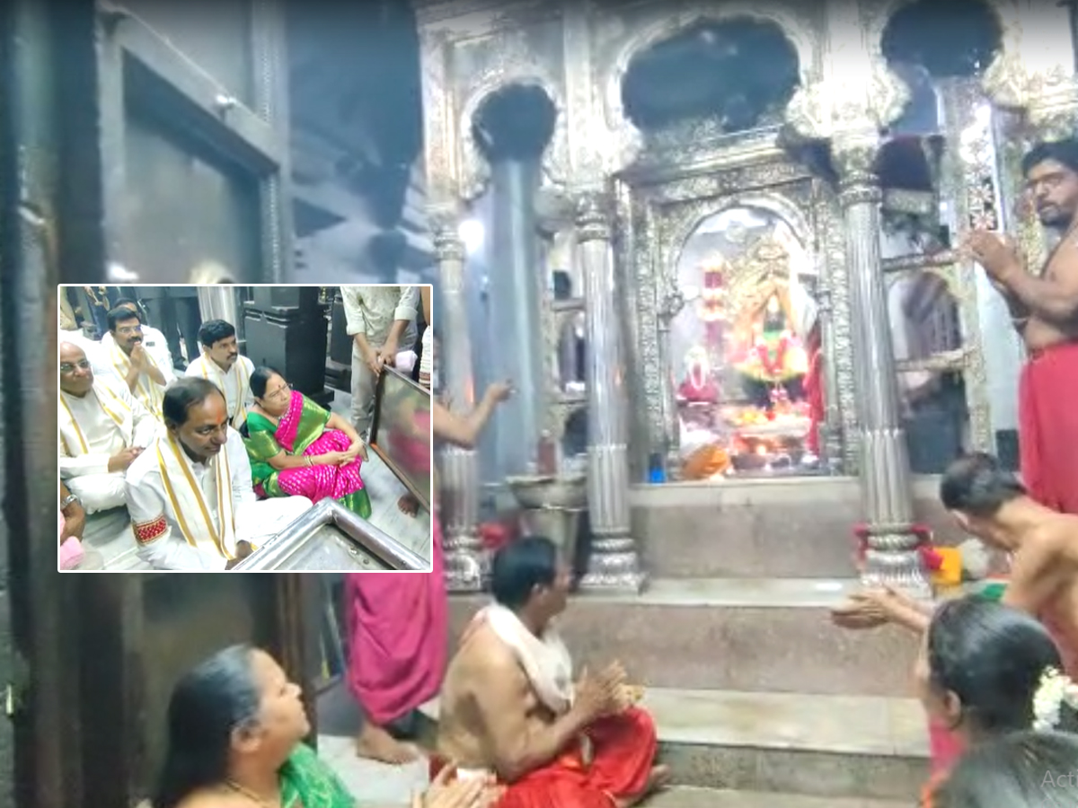 KCR: కొల్హాపూర్‌లో కేసీఆర్‌ దంపతులు.. శ్రీ మహాలక్ష్మీకి ప్రత్యేక పూజలు