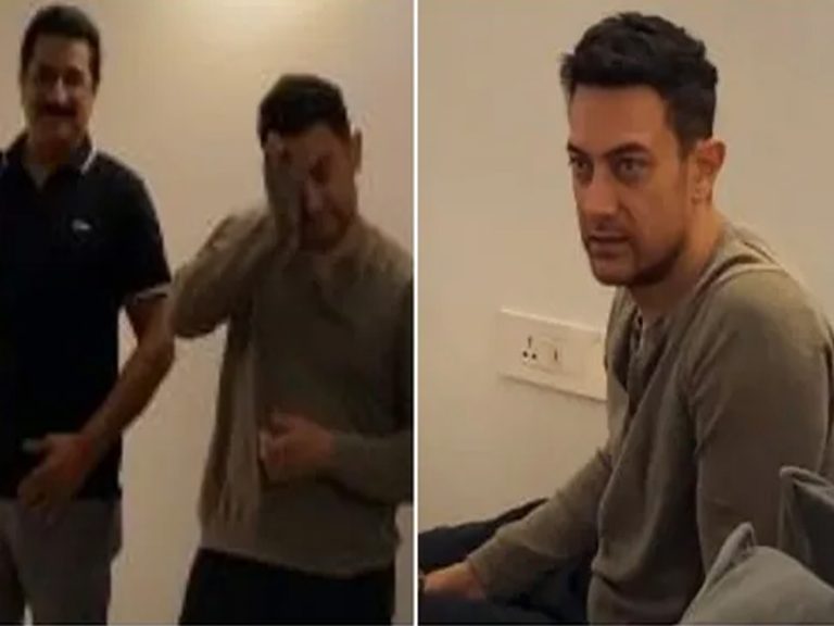 AamirKhan: అమీర్ ని ఈ విధంగా ఎప్పుడు చూసి ఉండరు.. ఉబికి వస్తున్న కన్నీళ్లతో