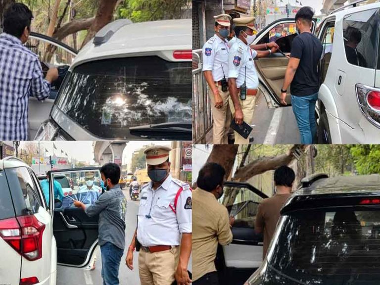 Black Sticker : కార్లకు బ్లాక్‌ స్టిక్కర్లపై ట్రాఫిక్‌ పోలీసుల కొరడా..