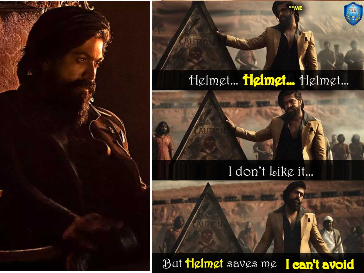 Hyderabad City Police : హెల్ మేట్ ను దూరంగా ఉంచండి… “కేజీఎఫ్ 2″పై మీమ్