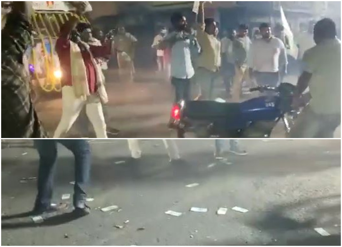 Sprinkling currency: కరెన్సీ నోట్లు చల్లుతూ.. మంత్రికి స్వాగతం