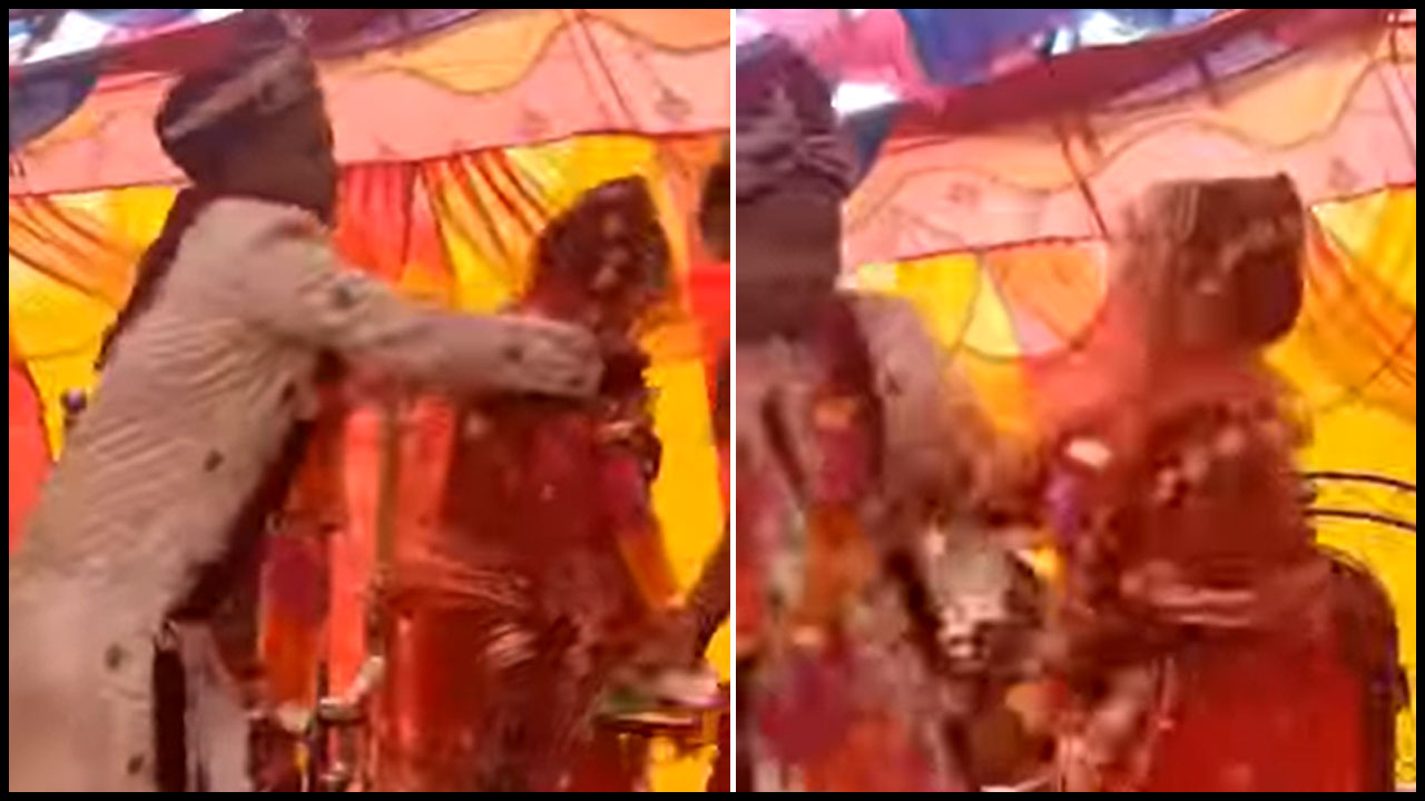 Viral Video: చిచ్చు పెట్టిన మిఠాయి.. వేదికపైనే కొట్టుకున్న వధూవరులు