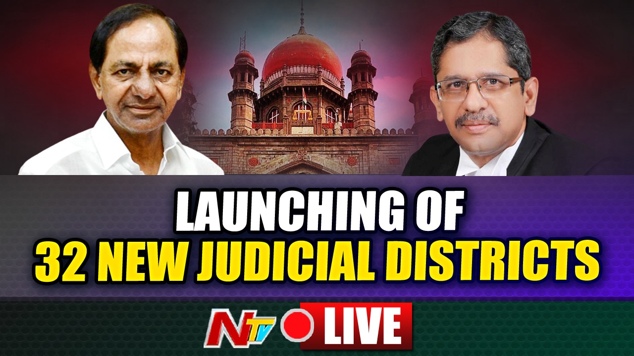 Live : CM KCR, CJI NV Ramana Live | 32 New Judicial Districts Launch at Telangana HC | Ntv Live