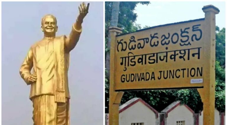 Gudivada tension: ఎన్టీఆర్ విగ్రహానికి వైసీపీ రంగులు..గుడివాడలో టెన్షన్