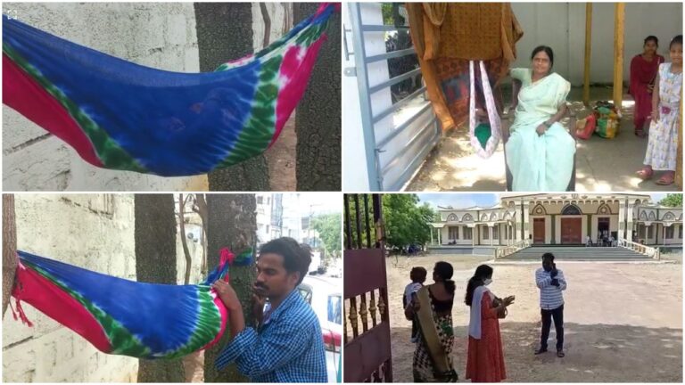 TET Cradles: టెట్ పరీక్షలో తల్లులు.. చీర ఊయలలో శిశువులు