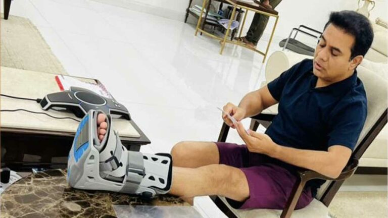 Minister KTR : కాలికి గాయంతోనే ప్రజాసేవలో కేటీఆర్‌