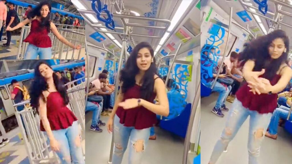 Girl Dances For Insta Reel At Metro Station