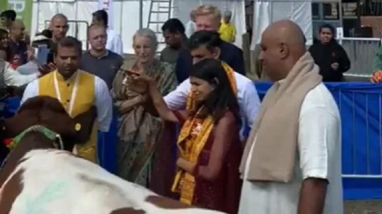 Rishi Sunak: రిషి సునక్ దంపతుల “గో పూజ”.. వీడియో వైరల్