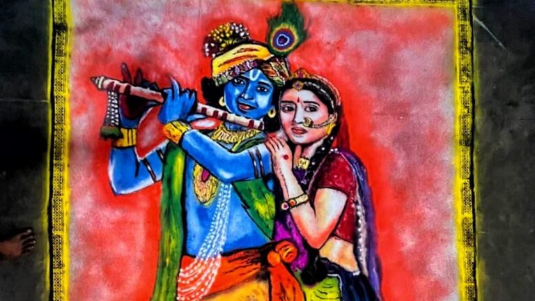 RadhaKrishna Art: తెలుగు కళాకారుడి ప్రతిభ.. ఉప్పుతో రాధాకృష్ణుల చిత్రాలు