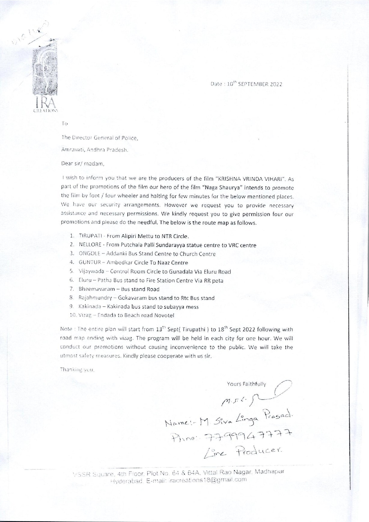 1087 L&o Iii 2022 Request For Security Arrangements For Promotion Of The Film Krishna Vrinda Vihari In Andhra Pradesh 0001 Page 0003 Min