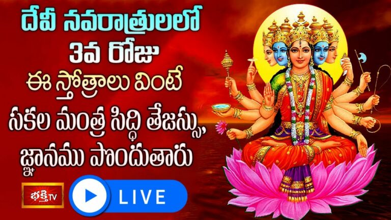 LIVE : దేవీ నవరాత్రులలో 3వ రోజు ఈ స్తోత్రాలు వింటే సకల మంత్ర సిద్ధి తేజస్సు, జ్ఞానము పొందుతారు