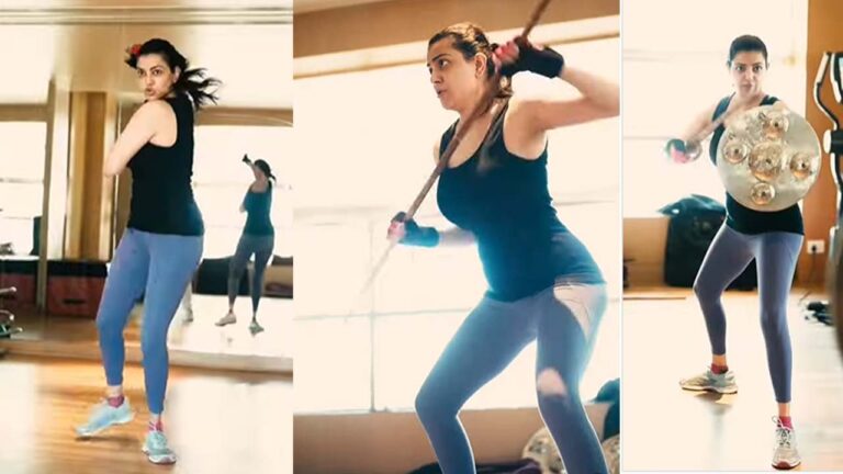 Kajal Aggarwal: కాజల్‌ కసరత్తులు.. కత్తిపట్టి కలారిపాయట్టు సాధన