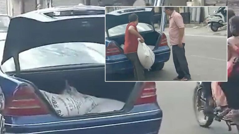 Ration In Mercedes Benz Car: చాలా పూర్..! బెంజ్‌ కారులో రేషన్‌ కోసం వచ్చాడు..