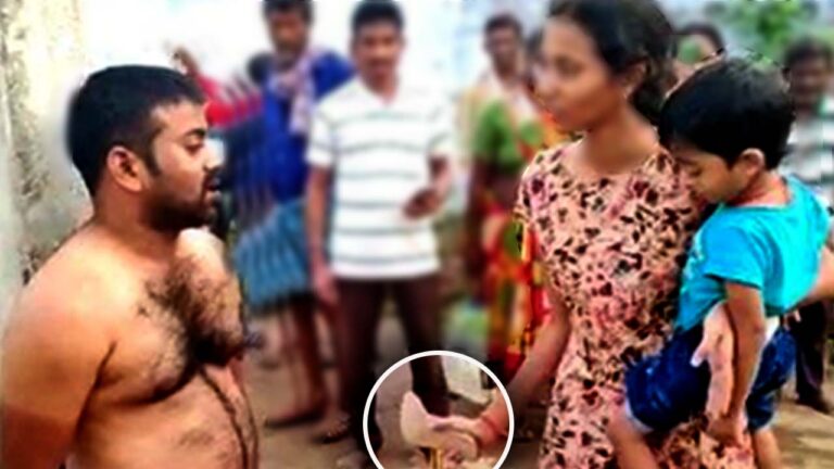 Wife Slapped Husband: భర్తను కరెంట్‌ పోల్‌ కు కట్టేసి చెప్పుతో కొట్టిన భార్య .. ఎందుకో తెలుసా?
